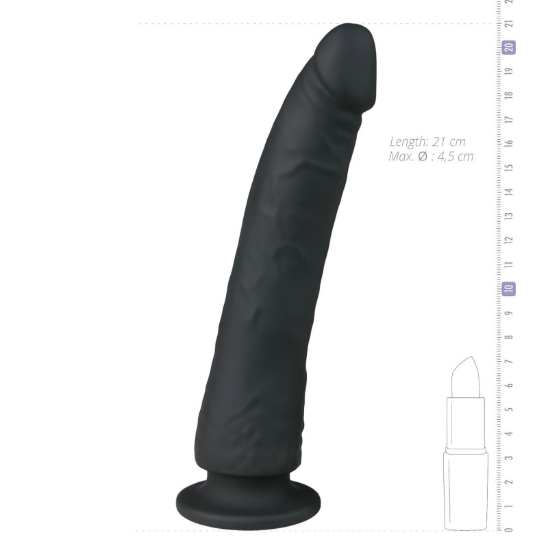EasyToys - tapadókorongos 100% szilikon dildó (21 cm, fekete) 130721 termék bemutató kép