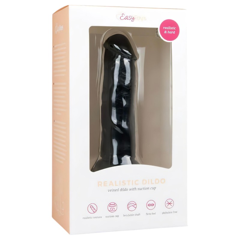 EasyToys - tapadókorongos élethű dildó (15,5 cm, fekete) 130772 termék bemutató kép