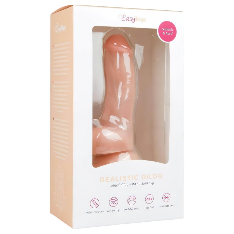 EasyToys - tapadókorongos, herés dildó (15 cm, testszínű) 144340 termék bemutató kép