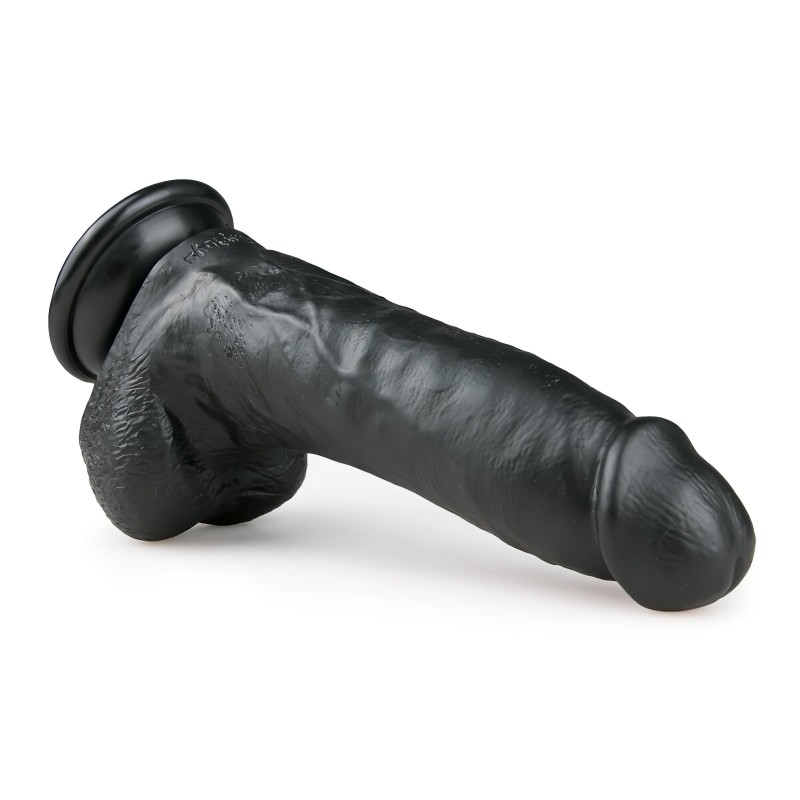 EasyToys - tapadókorongos, herés dildó (20 cm, fekete) 130729 termék bemutató kép