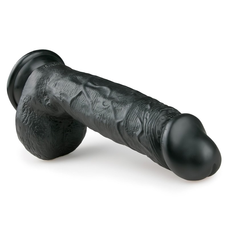 EasyToys - tapadókorongos, herés dildó (22,5 cm, fekete) 130694 termék bemutató kép