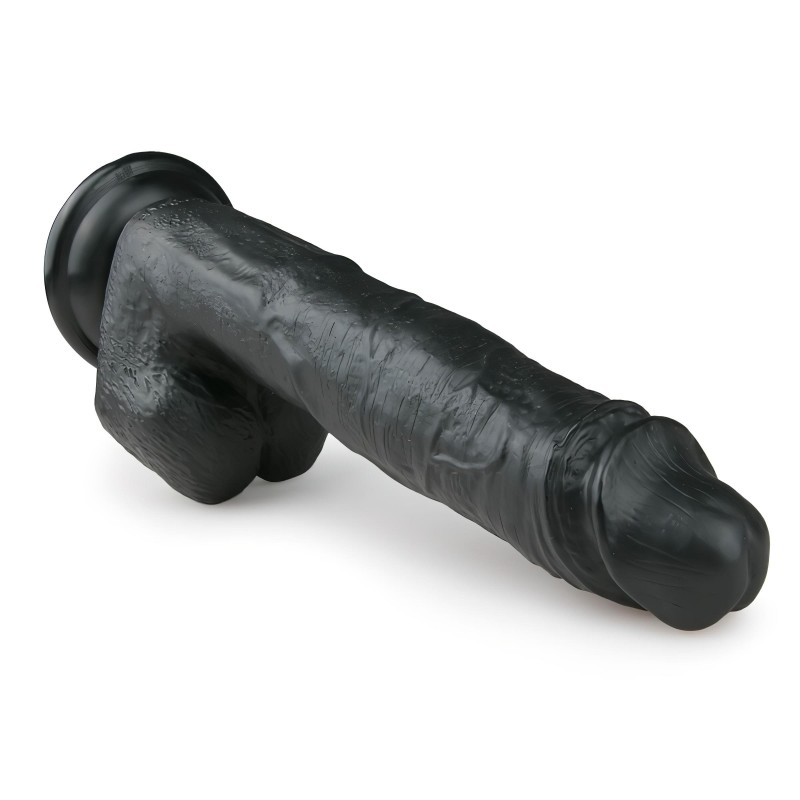 EasyToys - tapadókorongos, herés nagy dildó (26,5 cm, fekete) 131318 termék bemutató kép