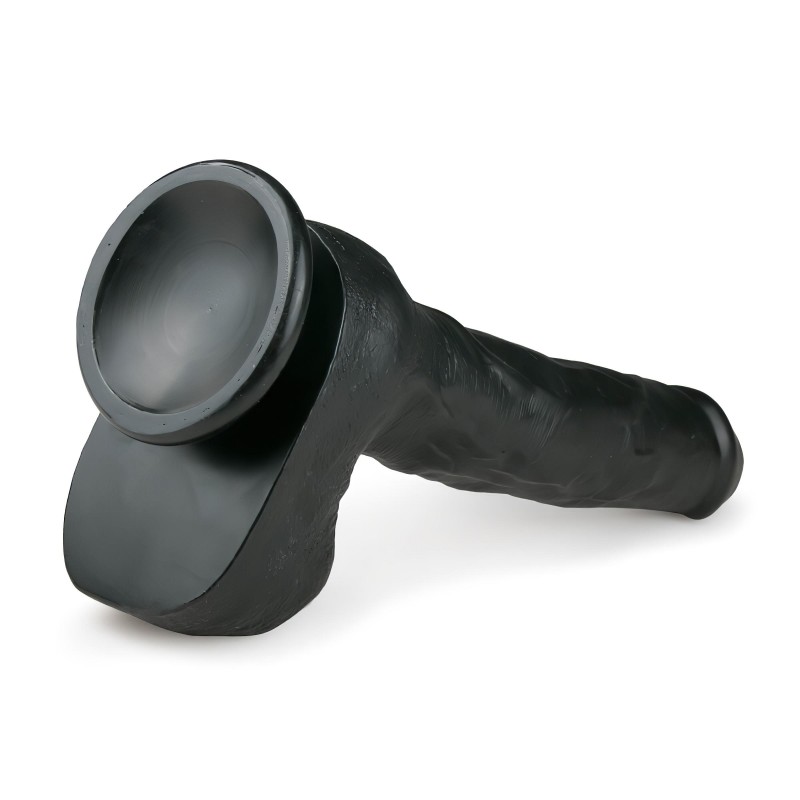 EasyToys - tapadókorongos, herés nagy dildó (29,5 cm, fekete) 130690 termék bemutató kép