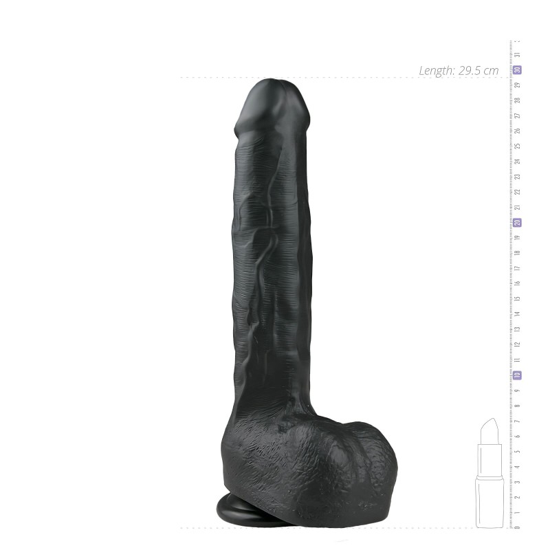 EasyToys - tapadókorongos, herés nagy dildó (29,5 cm, fekete) 130691 termék bemutató kép
