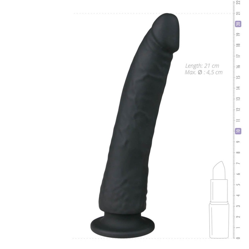 Easytoys - tapadókorongos 100% szilikon dildó (21cm) - fekete 57956 termék bemutató kép
