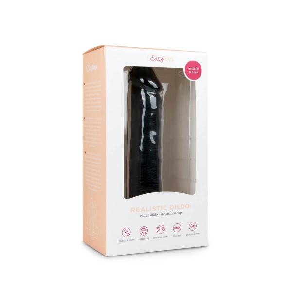 Easytoys - tapadókorongos élethű dildó (20,5cm) - fekete