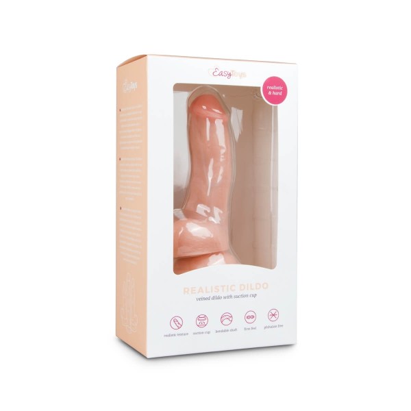 Easytoys - tapadókorongos, herés dildó (15cm) - natúr