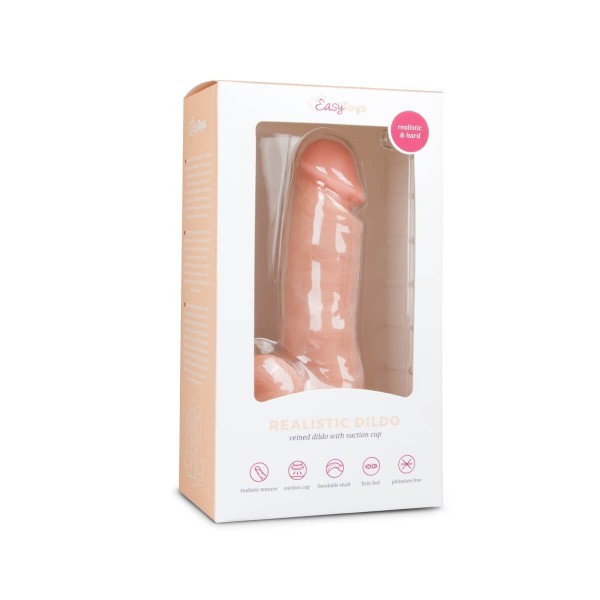 Easytoys - tapadókorongos, herés dildó (17,5cm) - natúr