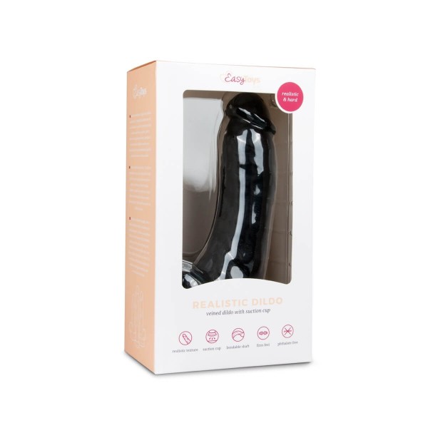 Easytoys - tapadókorongos, herés dildó (20cm) - fekete