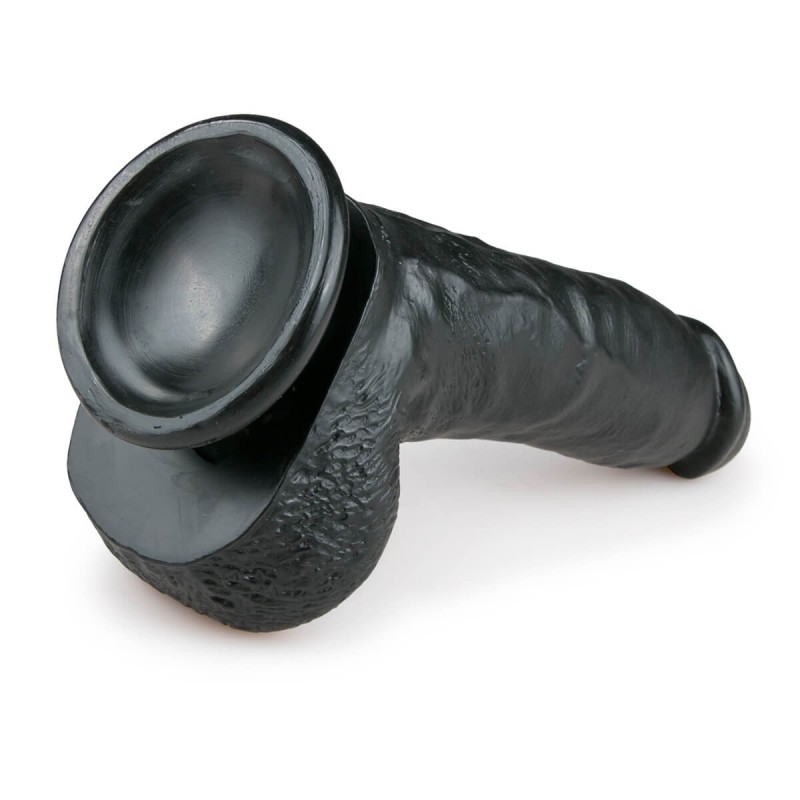Easytoys - tapadókorongos, herés dildó (20cm) - fekete 31351 termék bemutató kép