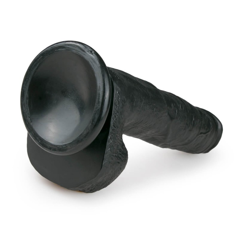 Easytoys - tapadókorongos, herés dildó (22,5cm) - fekete 31290 termék bemutató kép