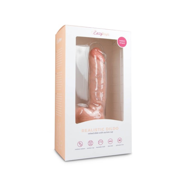 Easytoys - tapadókorongos, herés dildó (22,5cm) - natúr