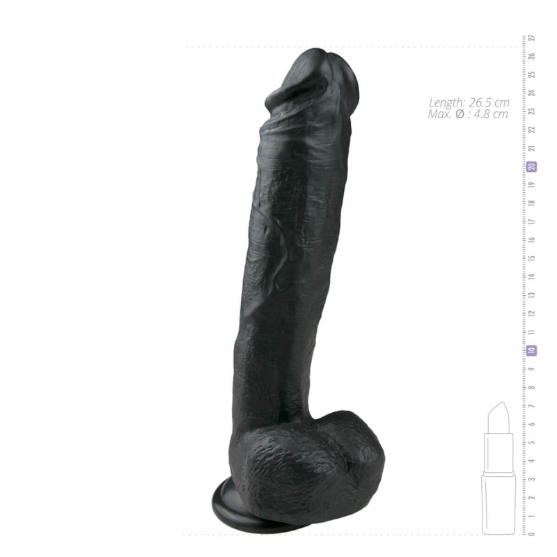Easytoys - tapadókorongos, herés nagy dildó (26,5cm) - fekete 31457 termék bemutató kép