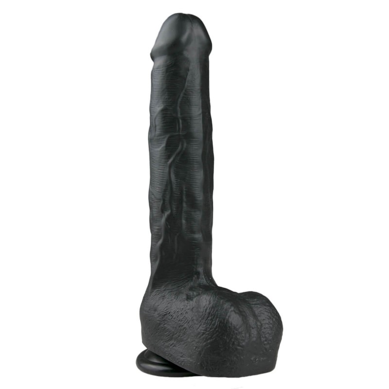 Easytoys - tapadókorongos, herés nagy dildó (29,5cm) - fekete 31283 termék bemutató kép