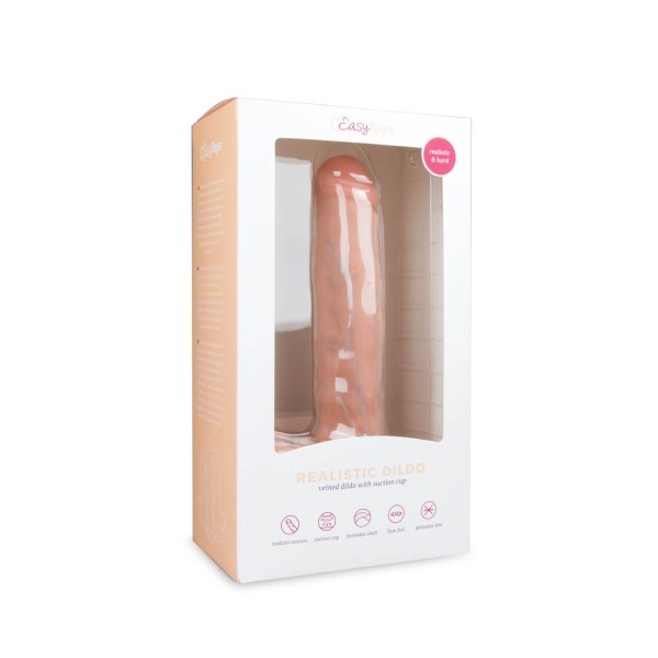 Easytoys - tapadókorongos, herés nagy dildó (29,5cm) - natúr
