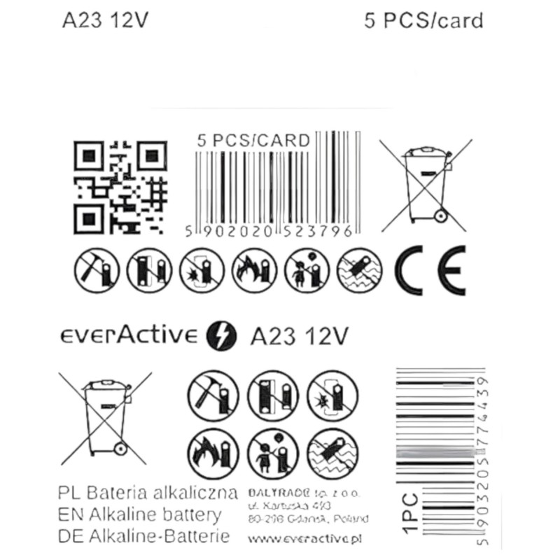 Elem - LR23A alkáli elem távirányítókhoz, 12V (1 db) 157111 termék bemutató kép