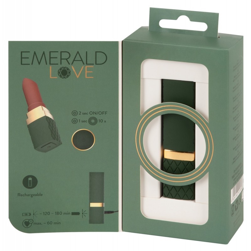 Emerald Love - akkus, vízálló rúzsvibrátor (zöld-bordó) 47285 termék bemutató kép