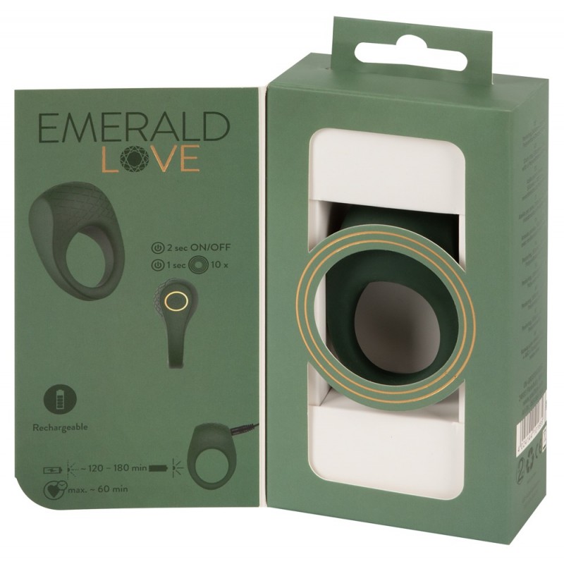 Emerald Love - akkus, vízálló vibrációs péniszgyűrű (zöld) 47319 termék bemutató kép