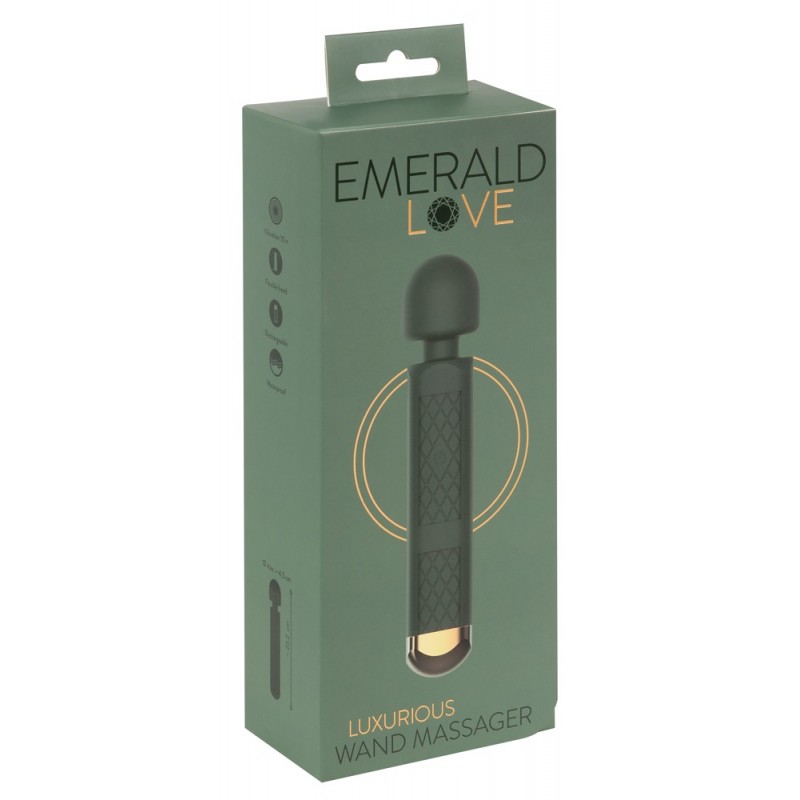 Emerald Love Wand - akkus, vízálló masszírozó vibrátor (zöld) 72903 termék bemutató kép