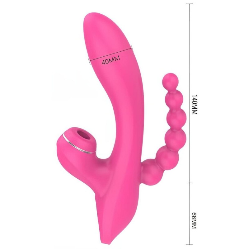 Erospace Sweet Play - G-pont vibrátor anál szondával és szívással (rózsaszín) 170287 termék bemutató kép