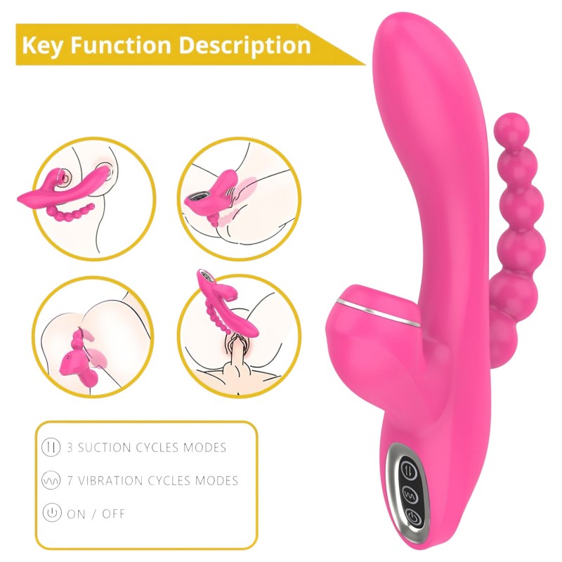 Erospace Sweet Play - G-pont vibrátor anál szondával és szívással (rózsaszín) 170289 termék bemutató kép