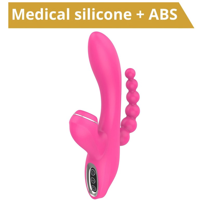 Erospace Sweet Play - G-pont vibrátor anál szondával és szívással (rózsaszín) 170290 termék bemutató kép
