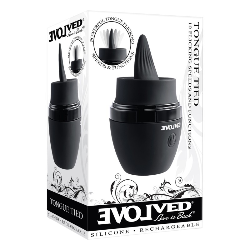 Evolved Tongue Tied - akkus, nyelves vibrátor (fekete) 95202 termék bemutató kép