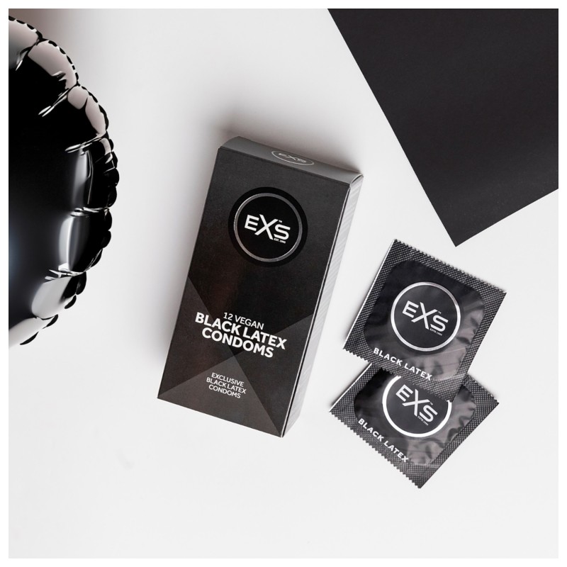 EXS Black - fekete latex óvszer csomag (12 db) 159602 termék bemutató kép