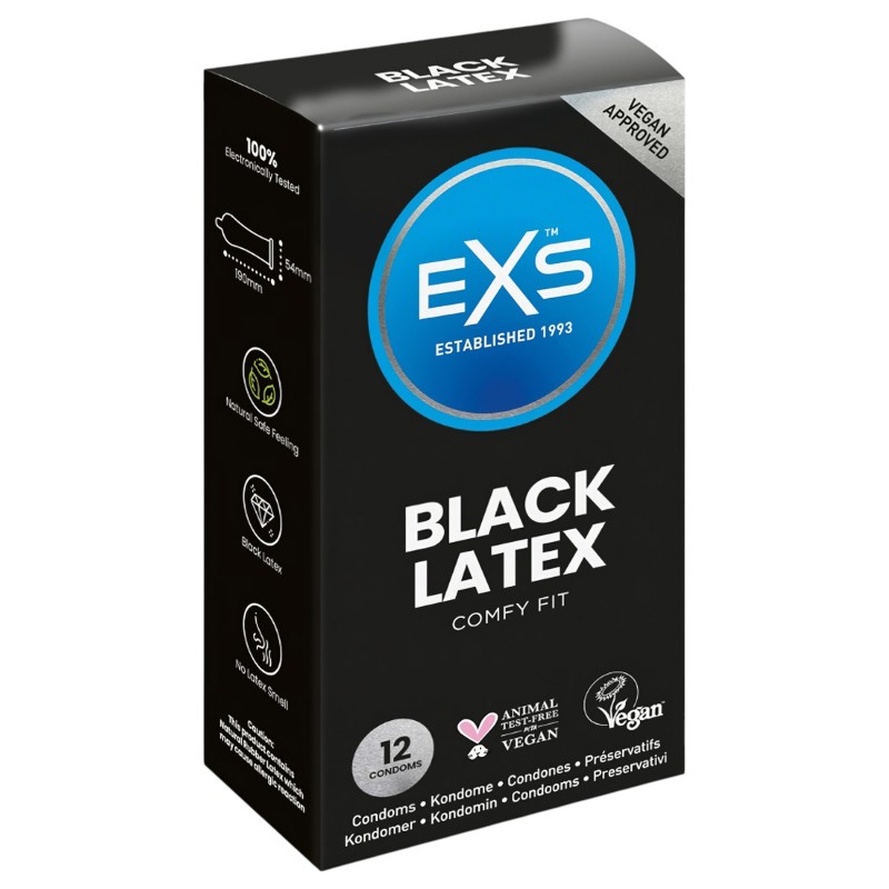 EXS Black - latex óvszer - fekete (12db) 123767 termék bemutató kép