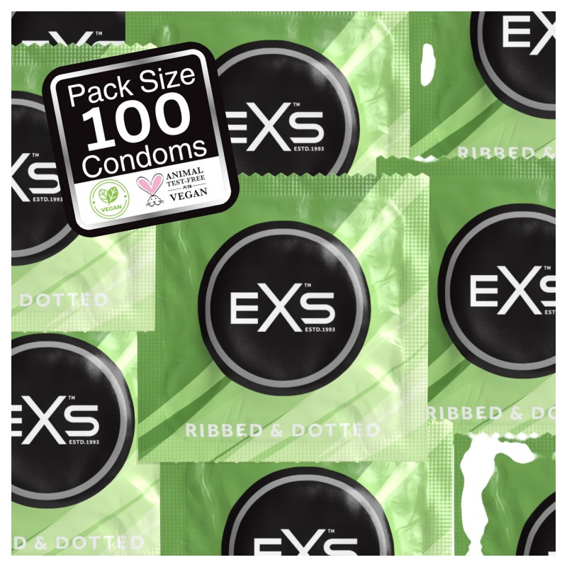 EXS Ribbed & Dotted - bordázott, pontozott óvszer (100 db) 148510 termék bemutató kép