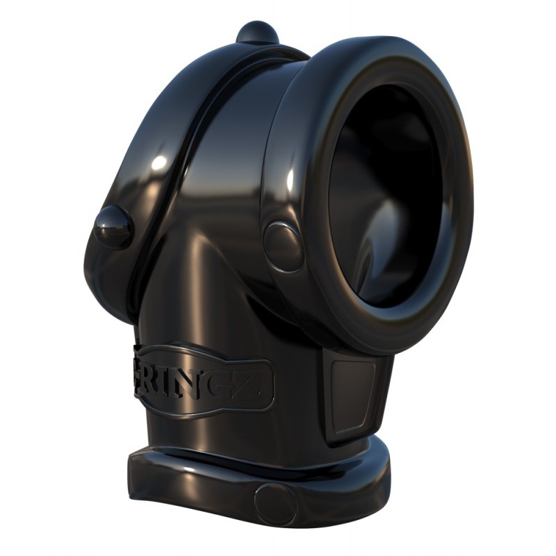Fantasy Cock Pipe - péniszgyűrű és herenyújtó-gyűrű (fekete) 30232 termék bemutató kép