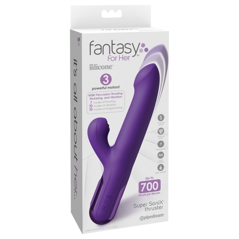 Fantasy For Her - 2in1 lökő vibrátor és csiklóizgató (lila) 120106 termék bemutató kép