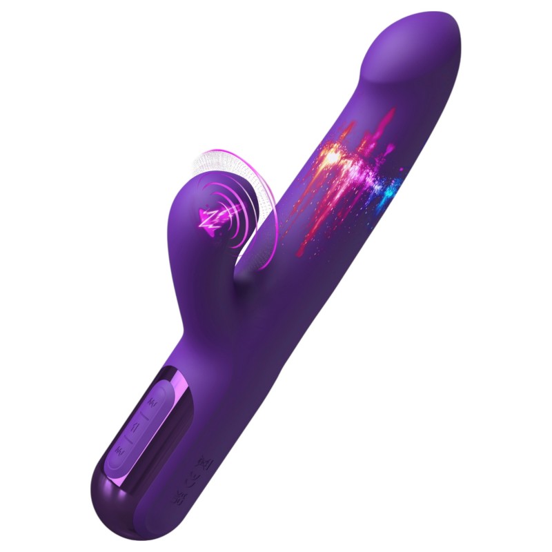 Fantasy For Her - 2in1 lökő vibrátor és csiklóizgató (lila) 151305 termék bemutató kép