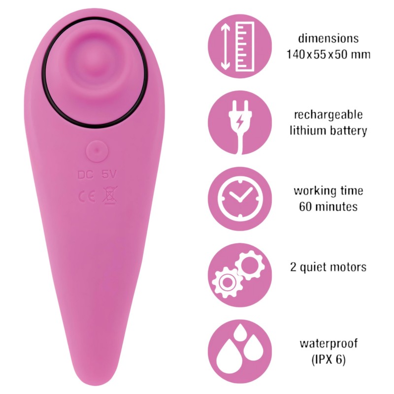 FEELZTOYS Femmegasm - akkus 2in1 csikló vibrátor, csiklóizgató (pink) 165087 termék bemutató kép