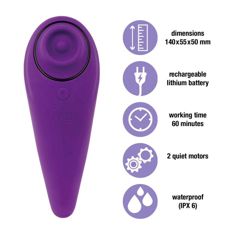 FEELZTOYS Femmegasm - akkus 2in1 csikló vibrátor (lila) 77033 termék bemutató kép