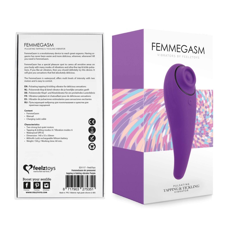 FEELZTOYS Femmegasm - akkus 2in1 csikló vibrátor (lila) 77037 termék bemutató kép