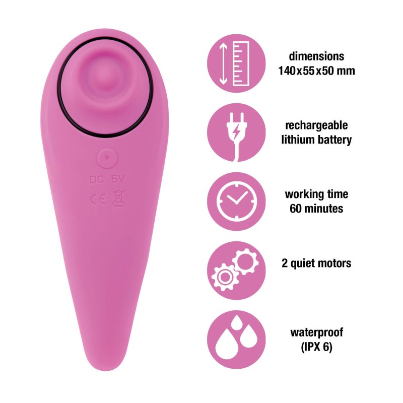 FEELZTOYS Femmegasm - akkus 2in1 csikló vibrátor (pink) 86273 termék bemutató kép