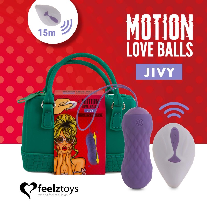 FEELZTOYS Jivy - akkus, rádiós, vízálló, lökő vibrációs tojás (lila) 36054 termék bemutató kép