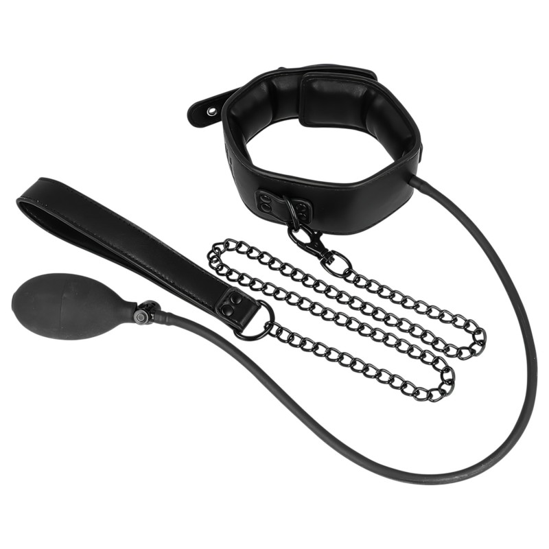 Fetish - felpumpálható nyakörv pórázzal, bondage szett (fekete) 166347 termék bemutató kép