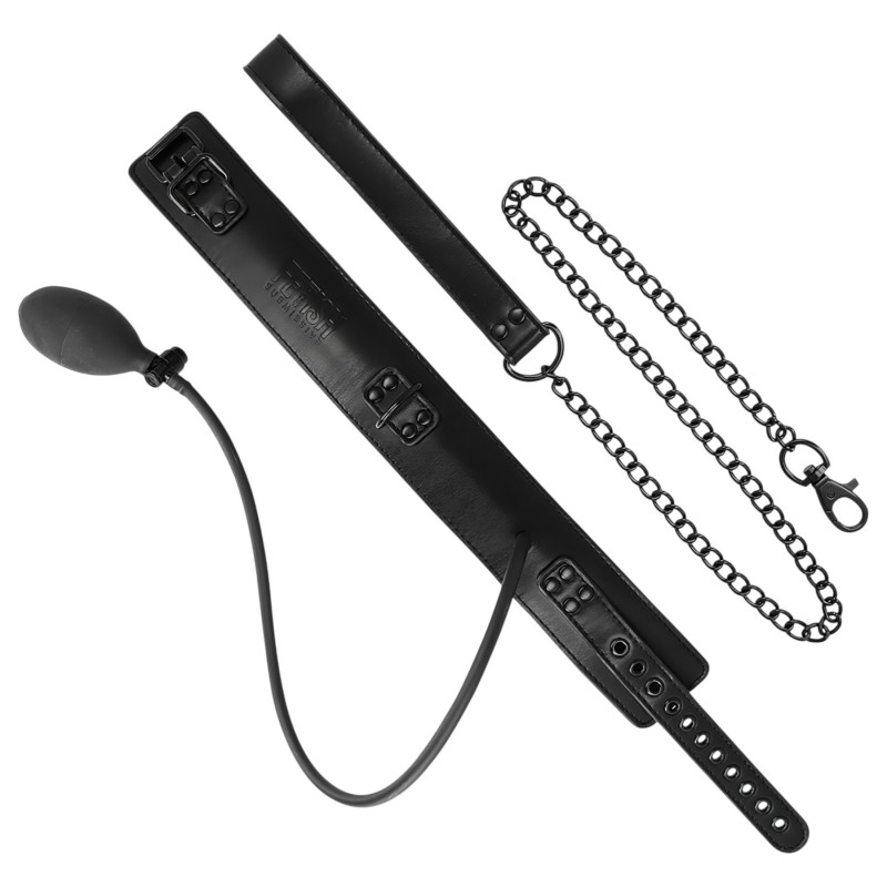 Fetish - felpumpálható nyakörv pórázzal, bondage szett (fekete) 166348 termék bemutató kép