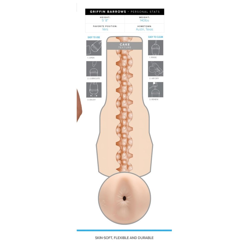 Fleshjack Griffin Barrows - élethű popsi maszturbátor (natúr) 126268 termék bemutató kép