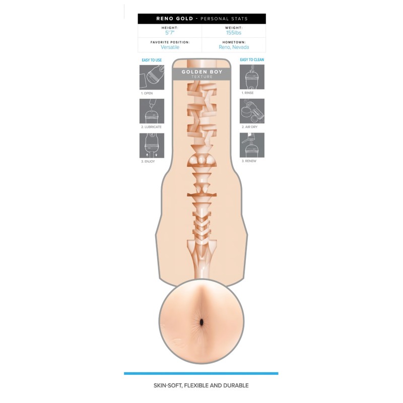 Fleshjack Reno Gold - élethű popsi maszturbátor (natúr) 126261 termék bemutató kép