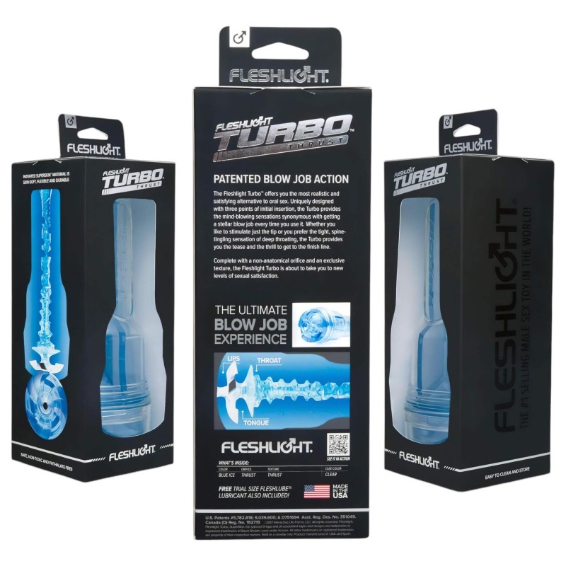 Fleshlight Turbo Thrust - élethű szívó maszturbátor (kék) 161342 termék bemutató kép