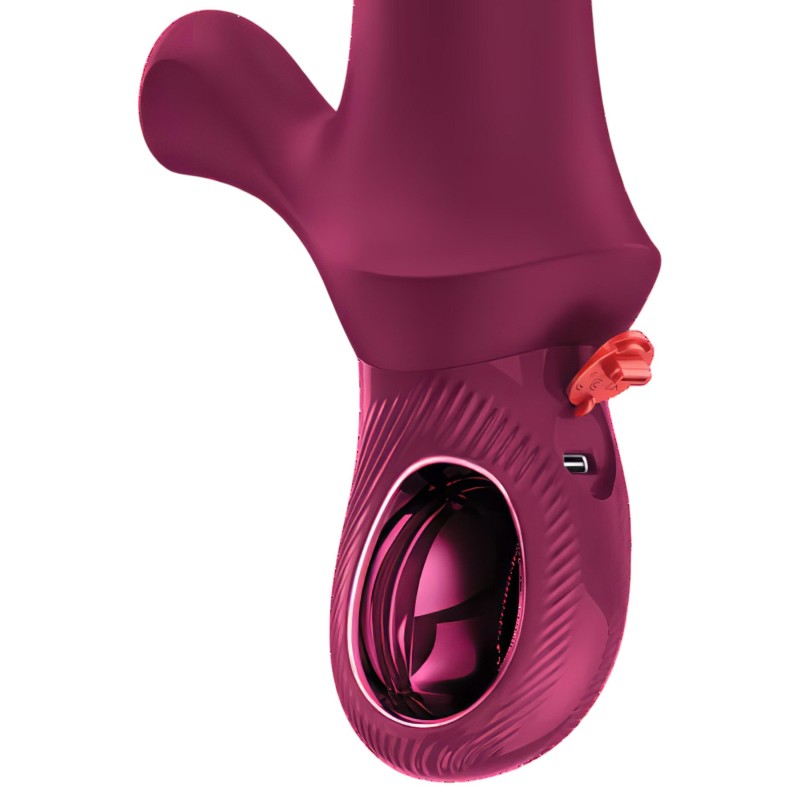 Fun Factory Bi Stronic Curve - lökő vibrátor csiklókarral (piros) 148599 termék bemutató kép