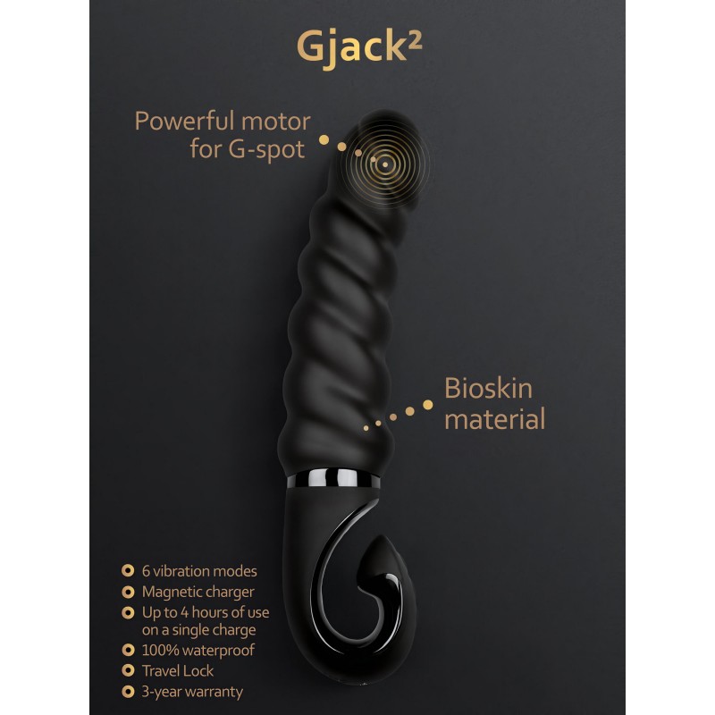 G-Vibe G-jack 2- akkus, vízálló szilikon vibrátor (fekete) 129617 termék bemutató kép