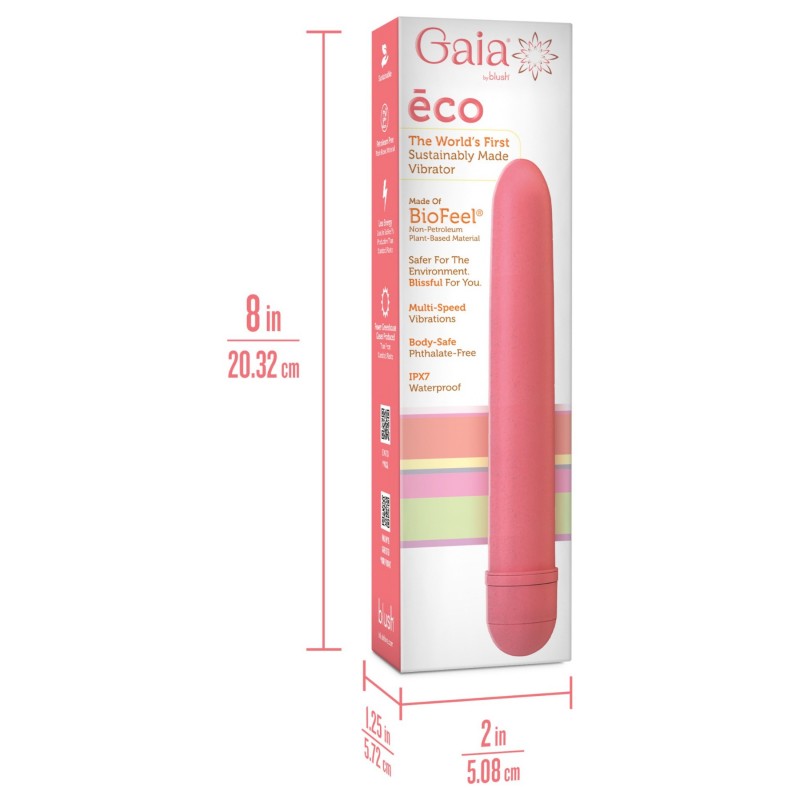 Gaia Eco L - pink környezetbarát, biolebomló rúdvibrátor (nagy) 160799 termék bemutató kép