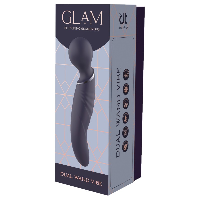 Glam - kétvégű wand vibrátor (sötétszürke) 139844 termék bemutató kép