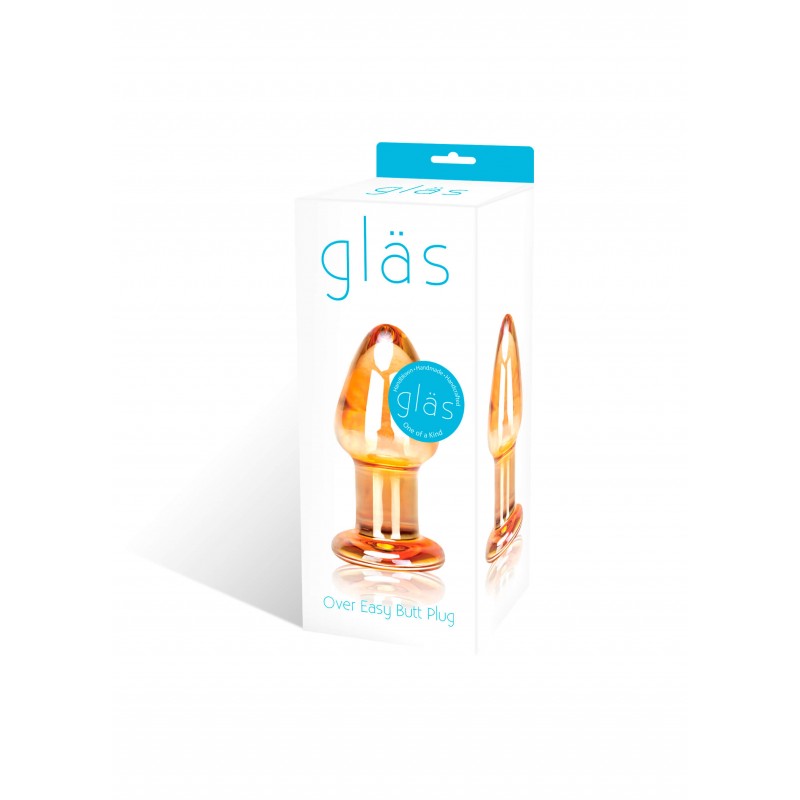 GLAS Over Easy - üveg anál dildó (arany) 11836 termék bemutató kép