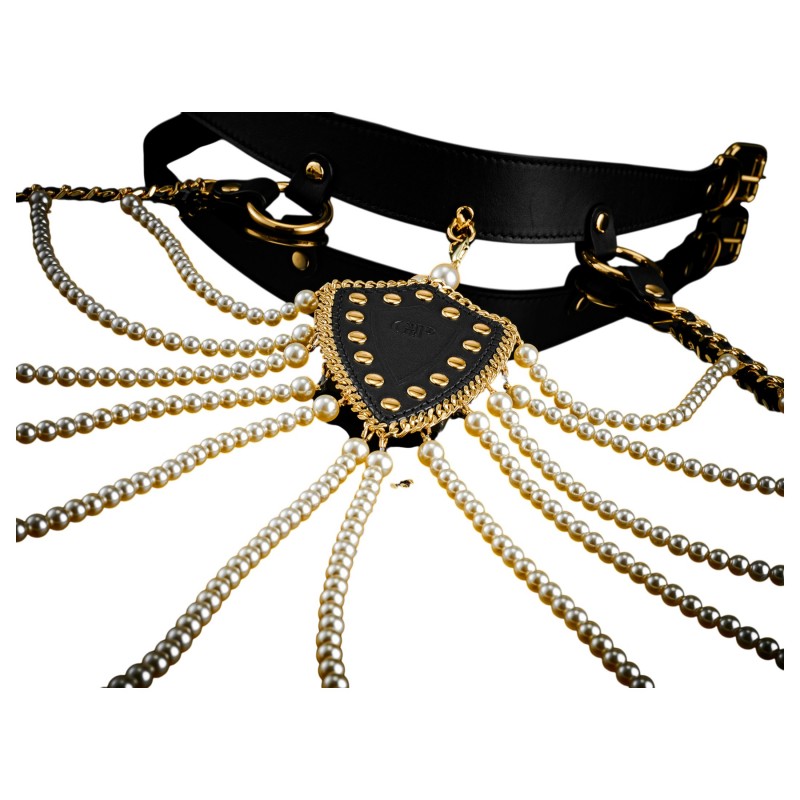 Guilty Pleasure Allure - bondage nyakörv és testlánc szett (fekete) 166943 termék bemutató kép