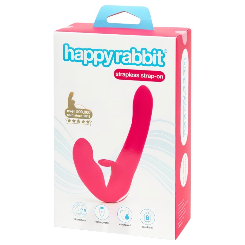 Happyrabbit Strapless - felcsatolható nyuszis vibrátor pároknak (pink) 158175 termék bemutató kép